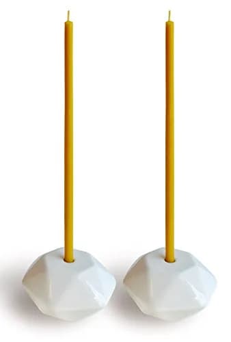 Votprof Set of 2 Small White Ceramic Candleholders for Votprof Slim Taper Candles | Durable, Modern Design thumbnail 1