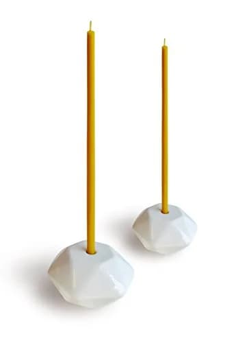 Votprof Set of 2 Small White Ceramic Candleholders for Votprof Slim Taper Candles | Durable, Modern Design thumbnail 5