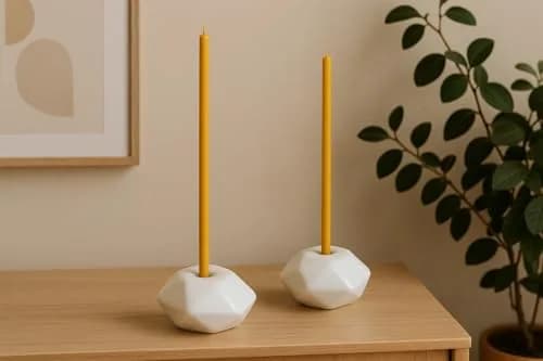 Votprof Set of 2 Small White Ceramic Candleholders for Votprof Slim Taper Candles | Durable, Modern Design thumbnail 7