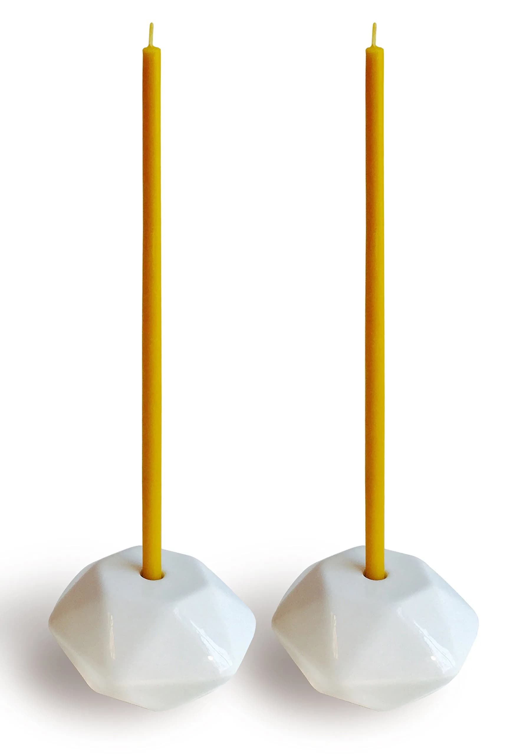Votprof Set of 2 Small White Ceramic Candleholders for Votprof Slim Taper Candles | Durable, Modern Design — White