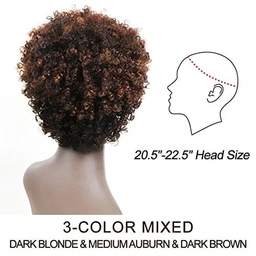 Style Icon Afro 5" Short Curly Wigs with 100% Brazilian Hair | Natural Feel & Look, Capless, 3-Color Mix thumbnail 4