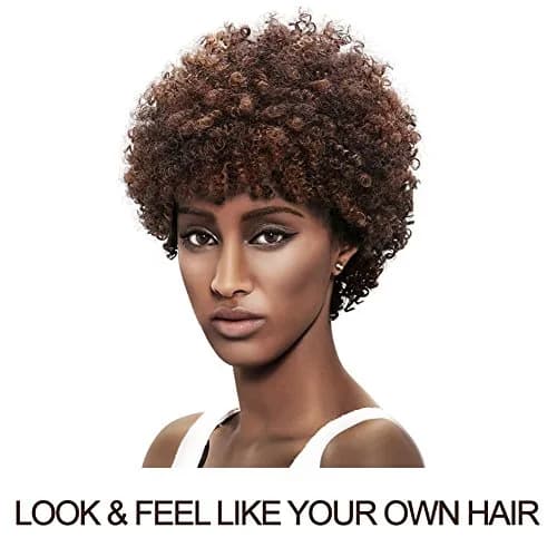 Style Icon Afro 5" Short Curly Wigs with 100% Brazilian Hair | Natural Feel & Look, Capless, 3-Color Mix thumbnail 2