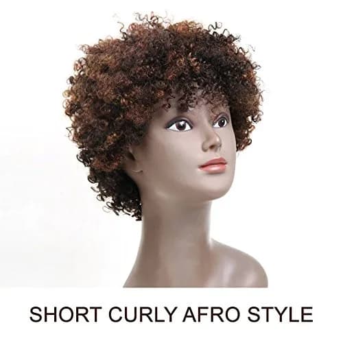 Style Icon Afro 5" Short Curly Wigs with 100% Brazilian Hair | Natural Feel & Look, Capless, 3-Color Mix thumbnail 3