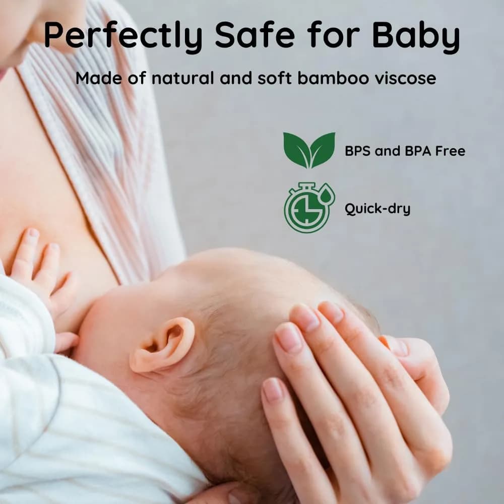 BABY BLISS Organic Nursing Pads Washable Bamboo Viscose Breastfeeding Pads 14 Count (Pastel Touch, 3.9") | Triple-Layer Leak Protection - view 5