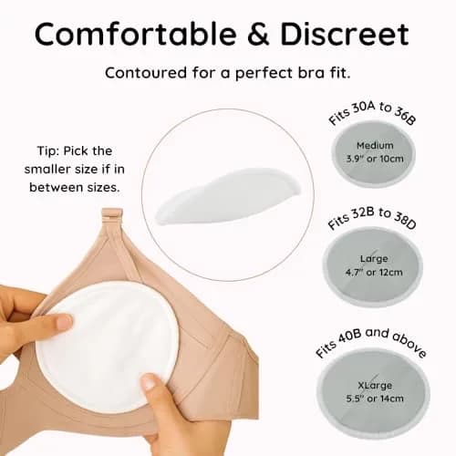 BABY BLISS Organic Nursing Pads Washable Bamboo Viscose Breastfeeding Pads 14 Count (Pastel Touch, 3.9") | Triple-Layer Leak Protection thumbnail 3