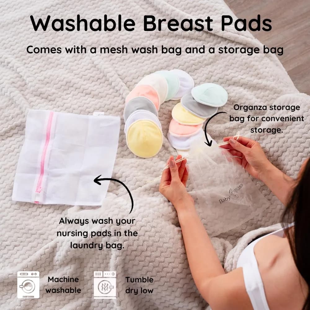 BABY BLISS Organic Bamboo Nursing Pads - Pastel Touch, Medium (1 Pad) | Gentle & Absorbent Leak Protection - view 4