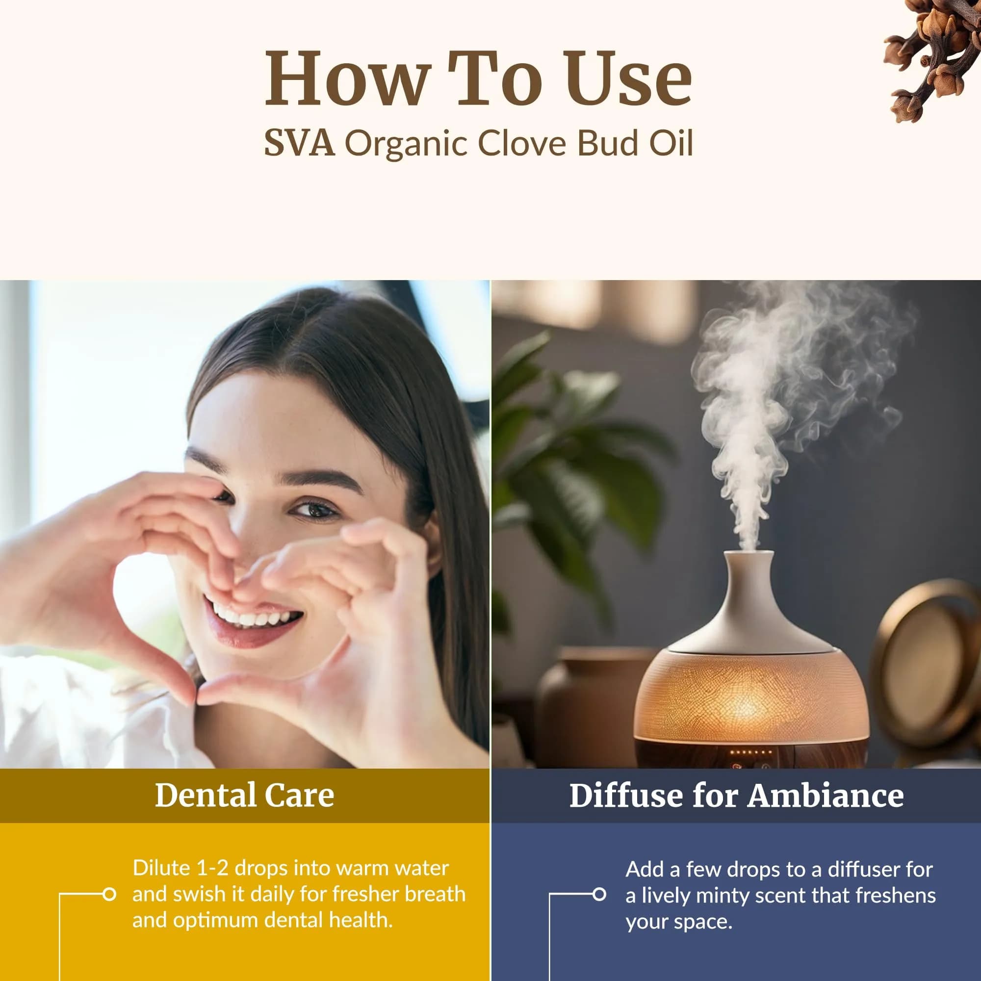 SVA ORGANICS Organic Clove Essential Oil 118 ml (4 Fl Oz) | Warm Spicy Aroma for Diffuser & Dental Care - view 6