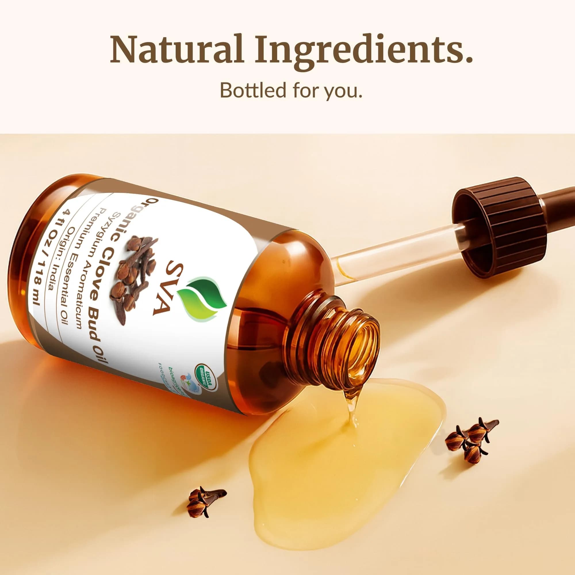 SVA ORGANICS Organic Clove Essential Oil 118 ml (4 Fl Oz) | Warm Spicy Aroma for Diffuser & Dental Care - view 8