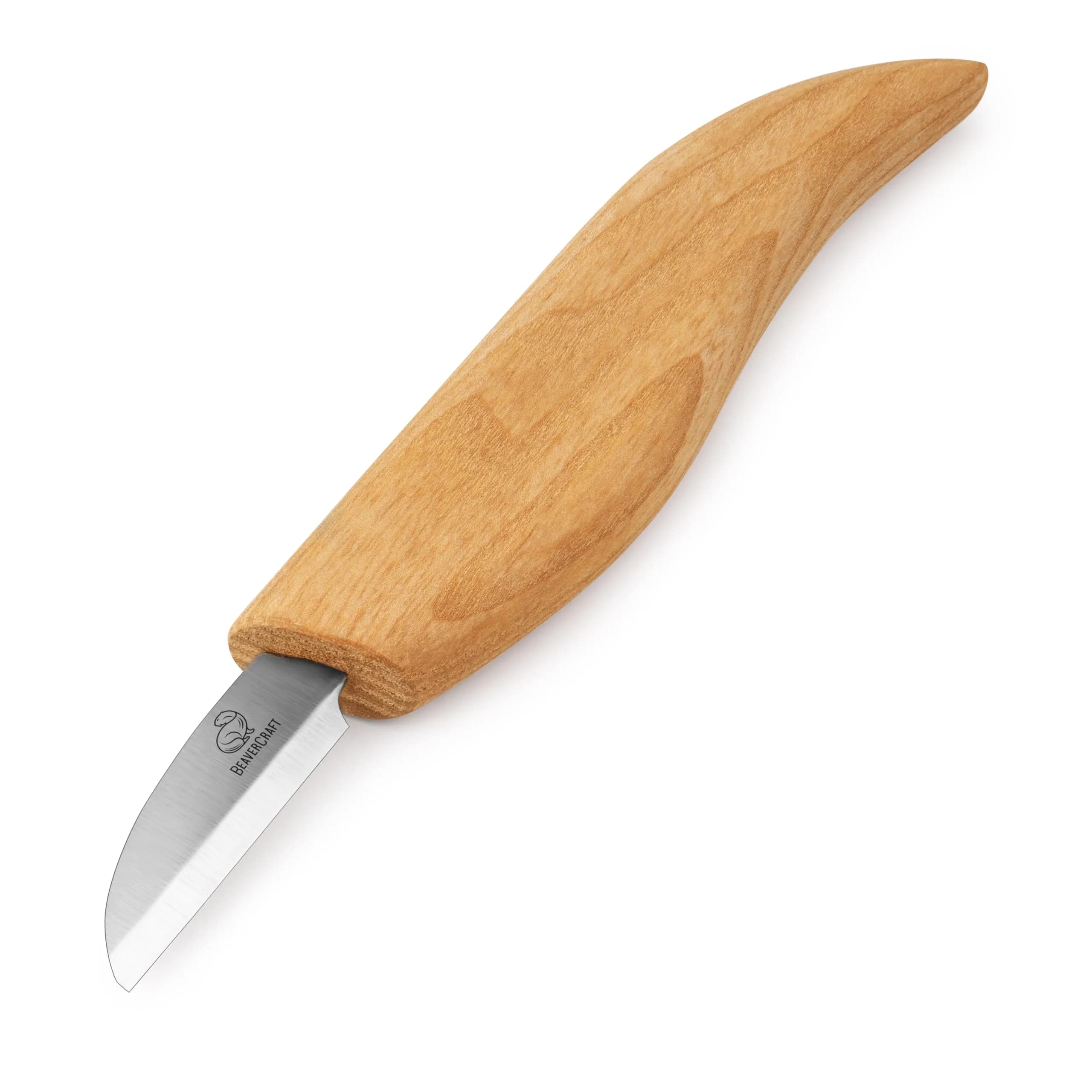 BeaverCraft Whittling Knife C2 6.5" (16.5cm) | Carbon Steel Detail Carving Tool for Beginners — Brown