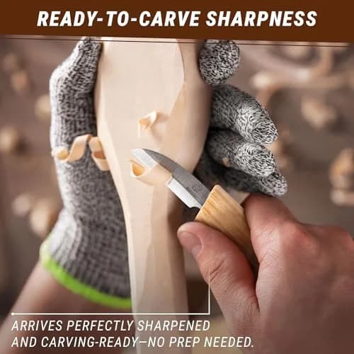 BeaverCraft Whittling Knife C2 6.5" (16.5cm) | Carbon Steel Detail Carving Tool for Beginners thumbnail 6