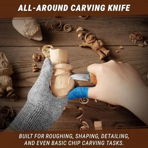 BeaverCraft Whittling Knife C2 6.5" (16.5cm) | Carbon Steel Detail Carving Tool for Beginners thumbnail 3