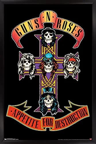 Trends International Guns N' Roses Cross Wall Poster 60.6 cm x 86.4 cm (24.25" x 35.75") Black Framed Version | Music Wall Art thumbnail 1