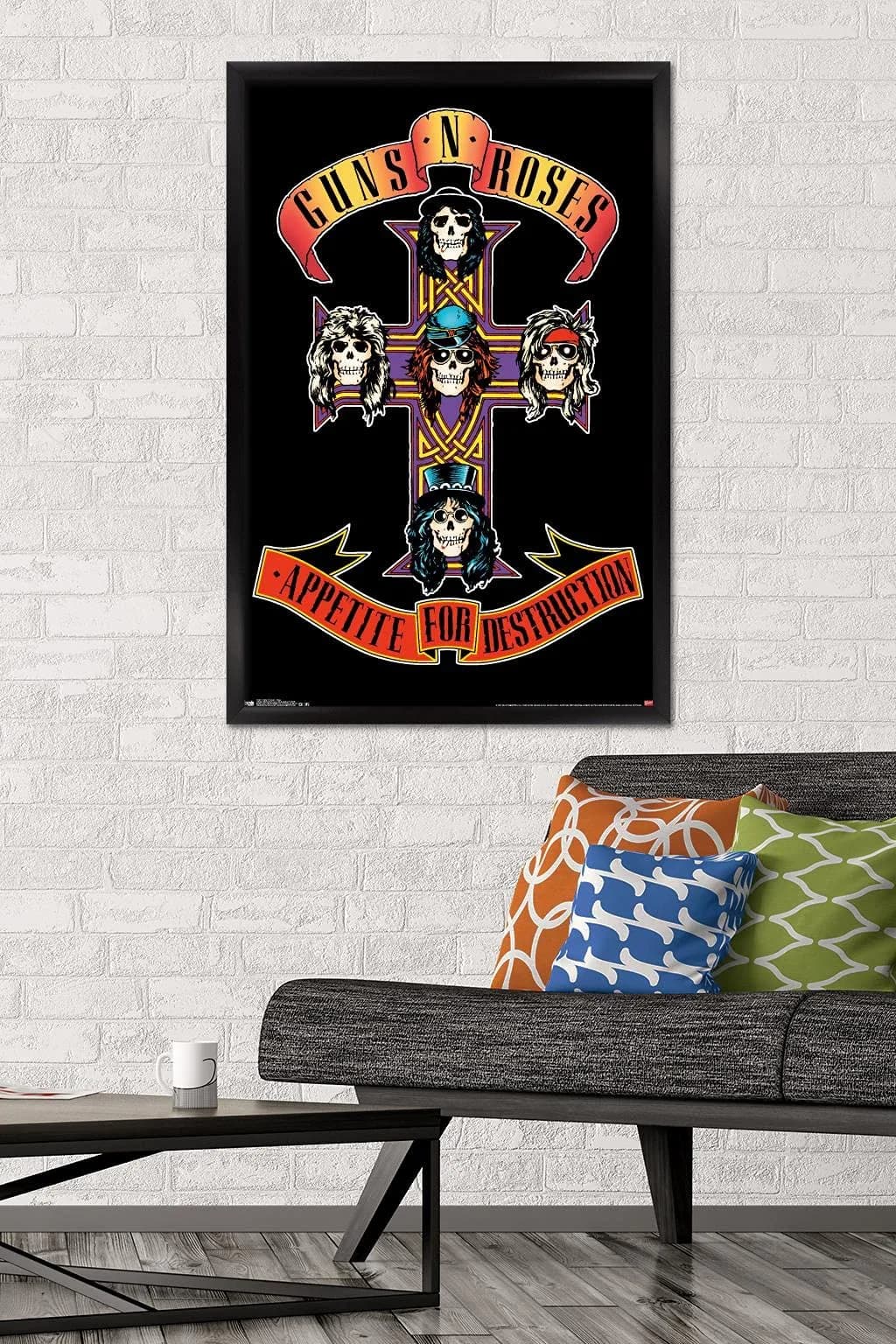 Trends International Guns N' Roses Cross Wall Poster 60.6 cm x 86.4 cm (24.25" x 35.75") Black Framed Version | Music Wall Art - view 2