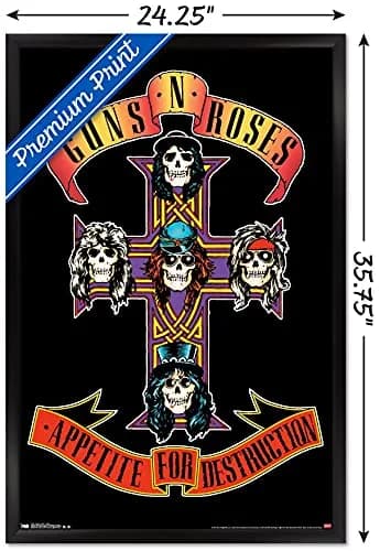 Trends International Guns N' Roses Cross Wall Poster 60.6 cm x 86.4 cm (24.25" x 35.75") Black Framed Version | Music Wall Art thumbnail 3