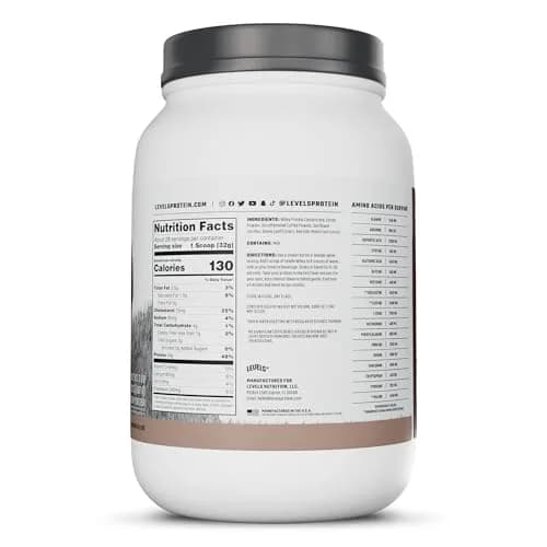 Levels Nutrition Chocolate Mocha Whey Protein Powder 907g (2lb) | Grass-Fed Dairy, 24g Protein Per Scoop thumbnail 8