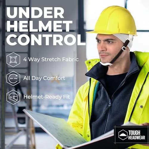 Tough Headwear Skull Cap - Skull Caps for Men - Motorcycle and Bike Helmet Liner - Hard Hat Cooling Hats - No Sweat Head Caps White | UV & Sweat Wicking thumbnail 3