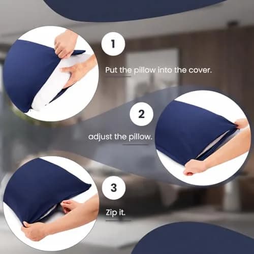 EVOLIVE Microfiber Body Pillow Cover 21"x54" Navy | Ultra Soft & Breathable thumbnail 6