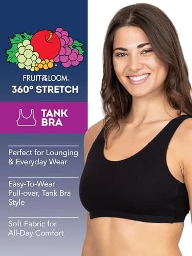 Fruit of the Loom Womens Built Up Tank Style Sports Bra | Cotton Support & Comfort (70-120 chars) thumbnail 2