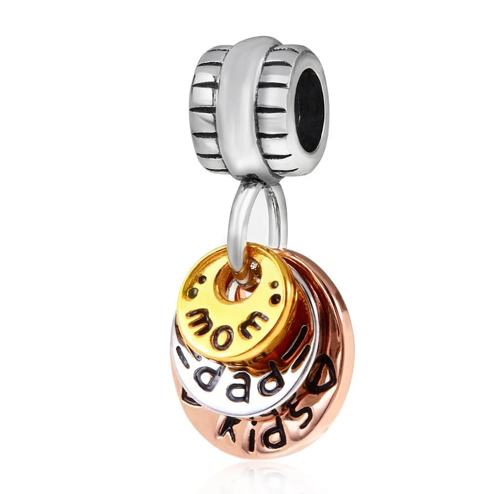 CharmsJewelry Rose Gold Charm 925 Sterling Silver | Elegant Mom Dad Bead for Charms Bracelet