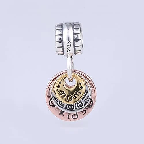 CharmsJewelry Rose Gold Charm 925 Sterling Silver | Elegant Mom Dad Bead for Charms Bracelet thumbnail 3