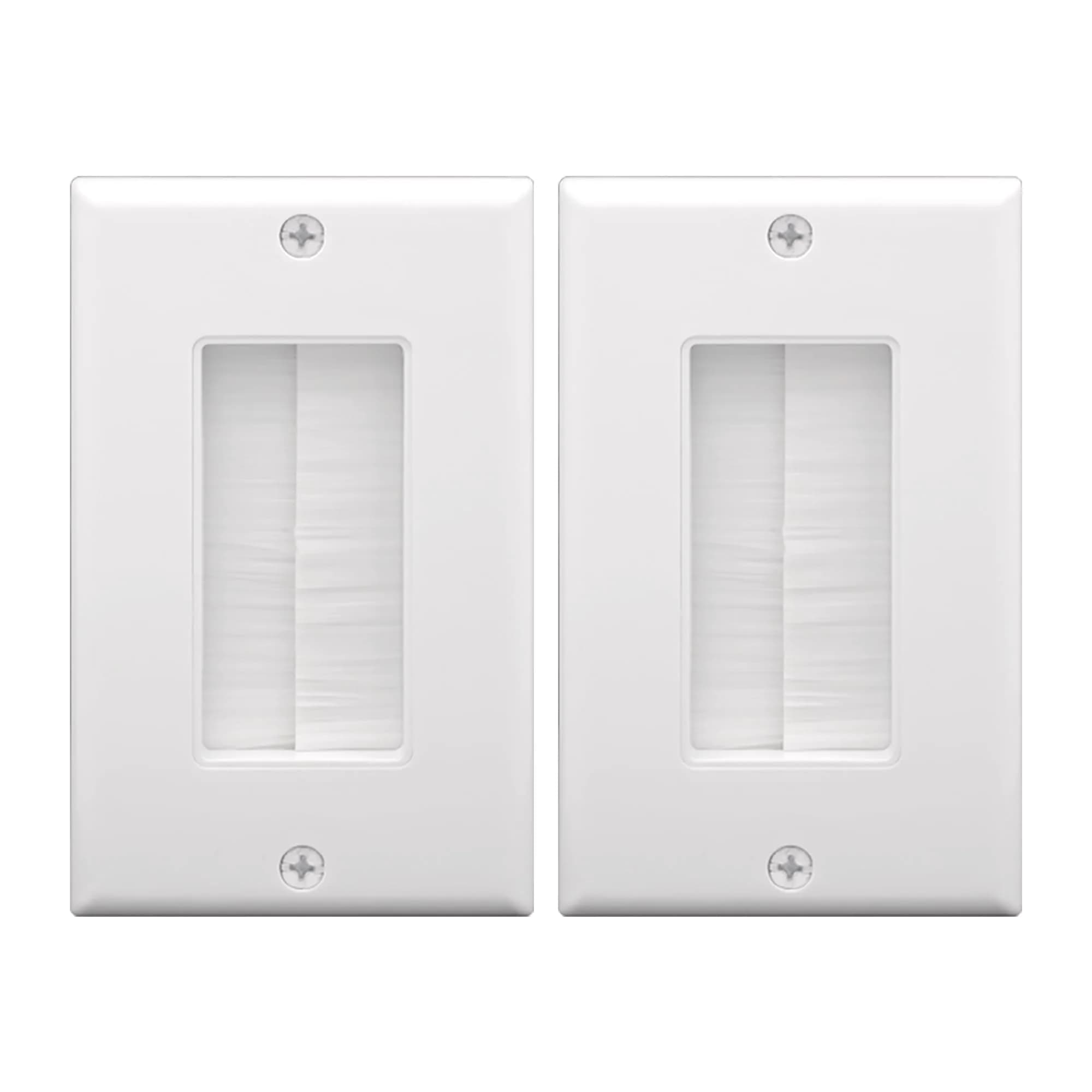 VCE White Decorator Brush Wall Plate for Low Voltage Cables, Single Gang 2-Pack | Clean Cable Management for Wall-Mounted TVs — White
