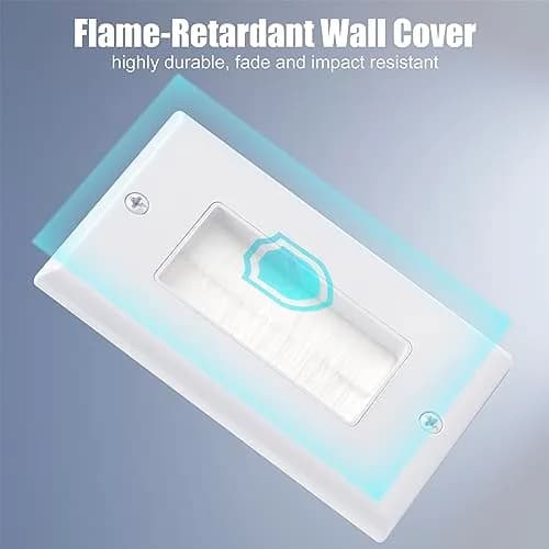 VCE White Decorator Brush Wall Plate for Low Voltage Cables, Single Gang 2-Pack | Clean Cable Management for Wall-Mounted TVs thumbnail 6