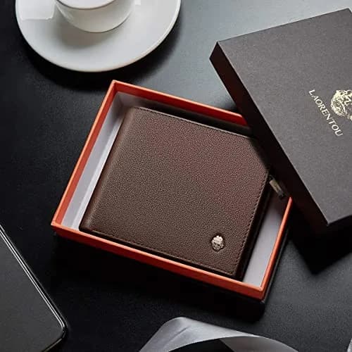 LAORENTOU Genuine Leather Bifold Wallet with Zipper Pocket & ID Window | 11cm (4.33") x 9.5cm (3.74") thumbnail 5