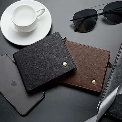 LAORENTOU Genuine Leather Bifold Wallet with Zipper Pocket & ID Window | 11cm (4.33") x 9.5cm (3.74") thumbnail 6