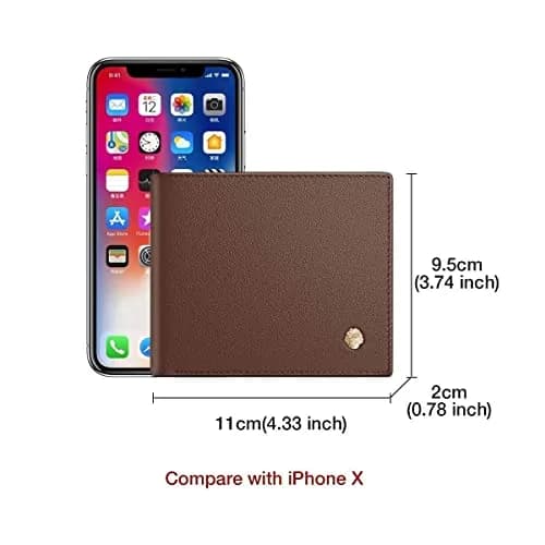 LAORENTOU Genuine Leather Bifold Wallet with Zipper Pocket & ID Window | 11cm (4.33") x 9.5cm (3.74") thumbnail 2