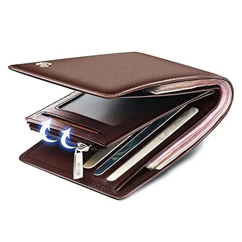 LAORENTOU Genuine Leather Bifold Wallet with Zipper Pocket & ID Window | 11cm (4.33") x 9.5cm (3.74") thumbnail 3