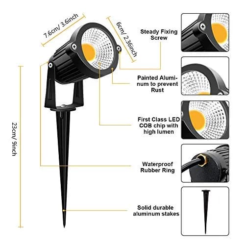 ZUCKEO Low Voltage Landscape Lights LED Landscape Lighting 12V 8 Pack | Waterproof Warm White Garden Spotlights thumbnail 3