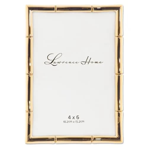 Lawrence 712246 4x6 Gold Metal Picture Frame with Bamboo Design | Elegant Wall & Tabletop Decor thumbnail 1