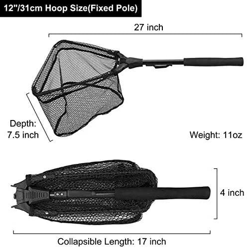 PLUSINNO 20"/52 cm Hoop Size 3 Section Telescopic Fishing Net 59" Extend Length | Catch and Release Net for Bass Trout Salmon thumbnail 2