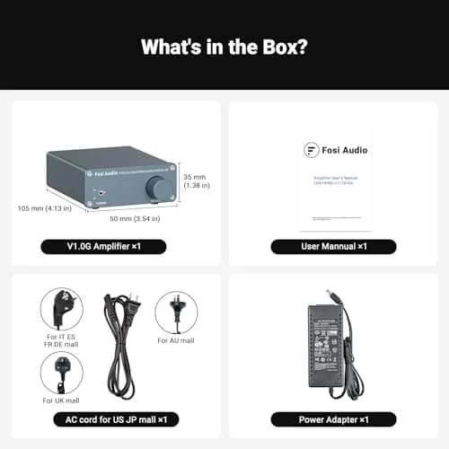 Fosi Audio V1.0G 2 Channel Class D Mini Stereo Amplifier 50W x 2 | Efficient Home & Professional Audio thumbnail 8