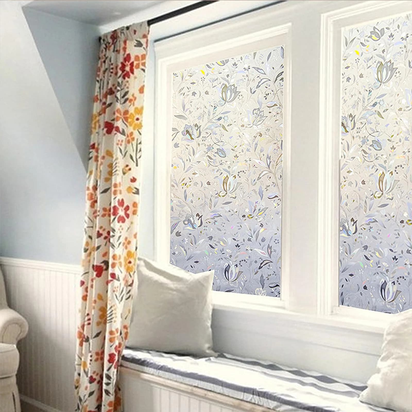 LEMON CLOUD Tulip Stained Glass Window Film 55.7 sq m (19.34 Sq Ft) | Static Cling Privacy & UV Protection - view 3
