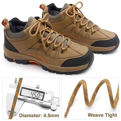 DELELE Round Work Boot Laces 63 Inch (160cm) Black White | 2 Pairs Heavy Duty Polyester Shoelaces thumbnail 3