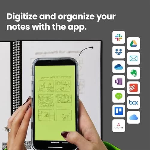 Rocketbook Core Reusable Spiral Notebook, Letter Size 21.6x27.9 cm (8.5x11 inches), Black - Dotted Pages | App-Connected, Erasable, Durable Cover thumbnail 6