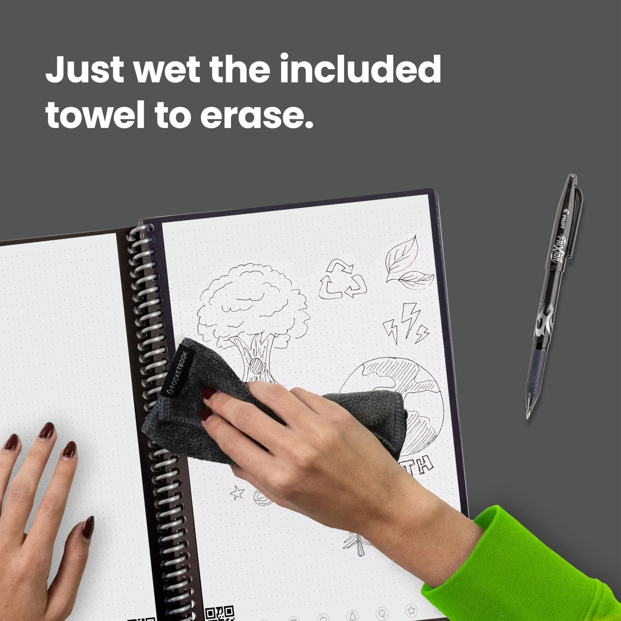 Rocketbook Core Reusable Spiral Notebook, Letter Size 21.6x27.9 cm (8.5x11 inches), Black - Dotted Pages | App-Connected, Erasable, Durable Cover - view 3