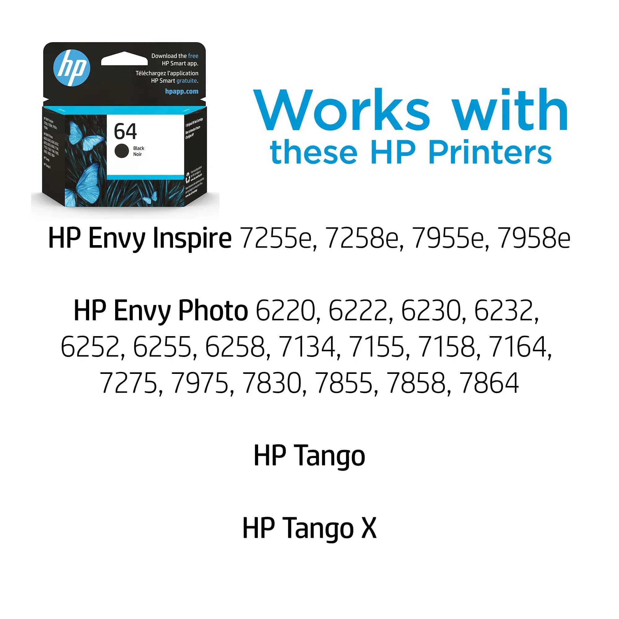 HP 64 High-Yield Black Ink Cartridge | Original Ink for HP Envy, Inspire, Photo, Tango Printers - view 2