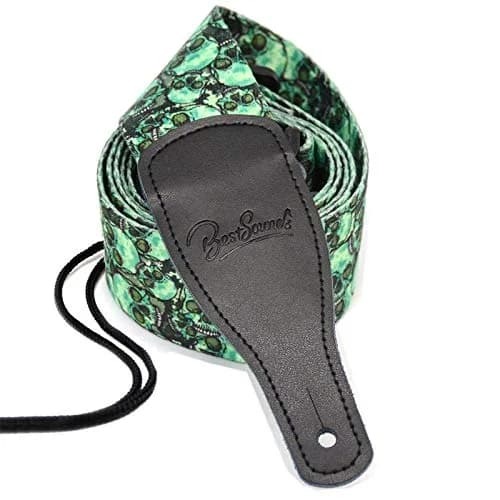 BestSounds Skull Guitar Strap & Genuine Leather Ends | Adjustable 2" Wide, Suitable for Bass, Electric & Acoustic Guitars thumbnail 1