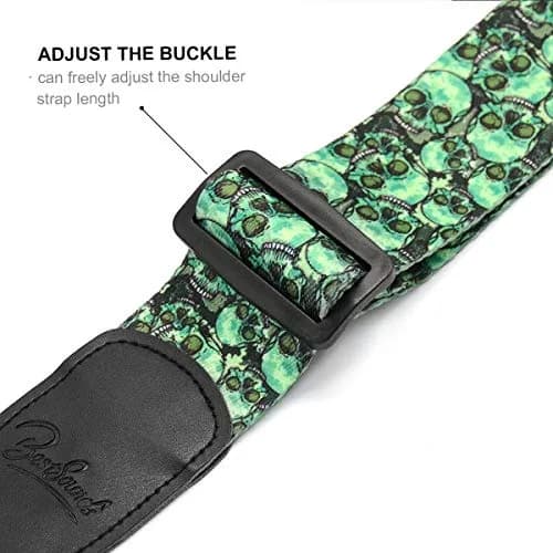 BestSounds Skull Guitar Strap & Genuine Leather Ends | Adjustable 2" Wide, Suitable for Bass, Electric & Acoustic Guitars thumbnail 5