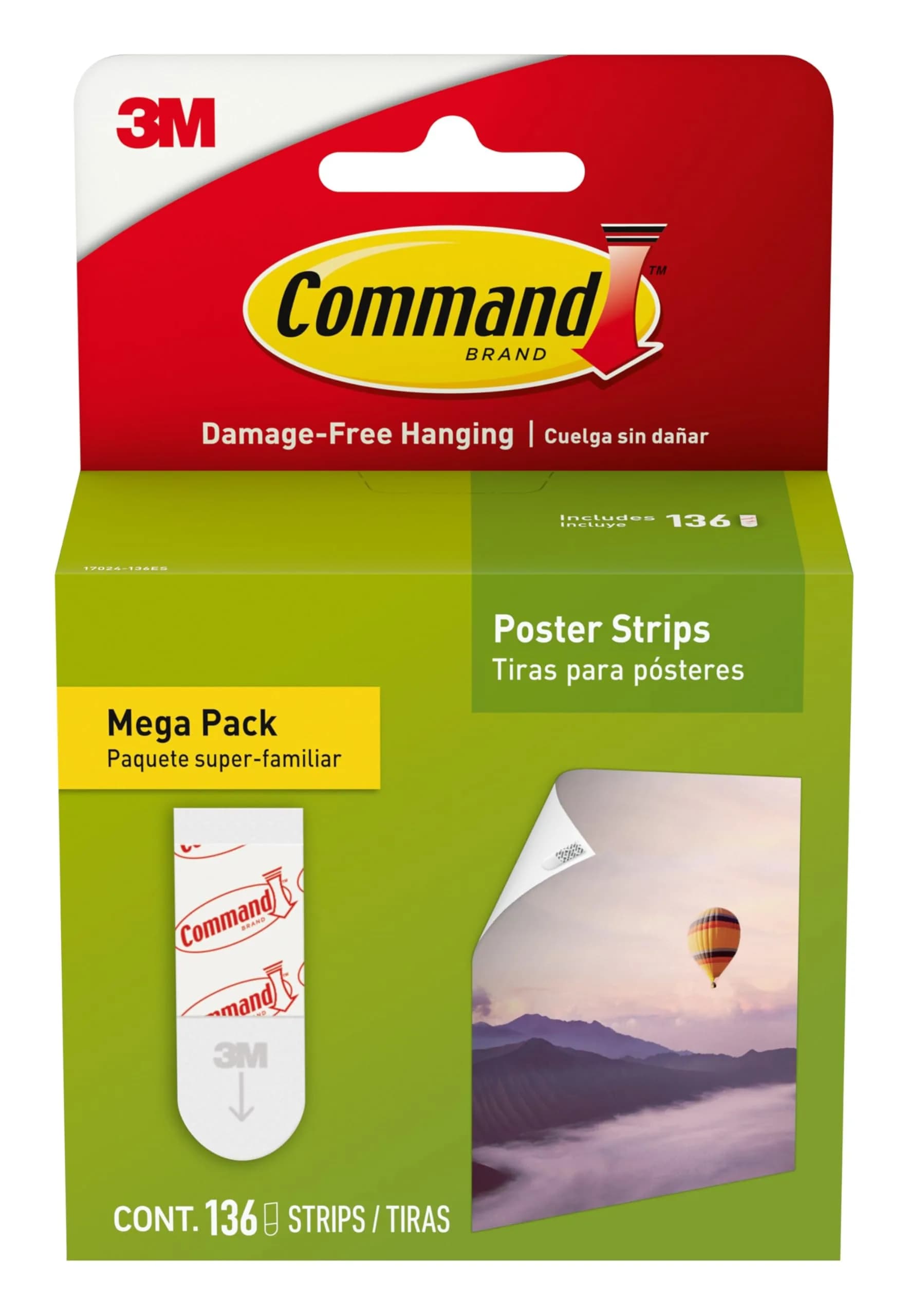 Command Poster Strips, 136 Strips | Damage-Free Wall Hanging for Posters & Signs