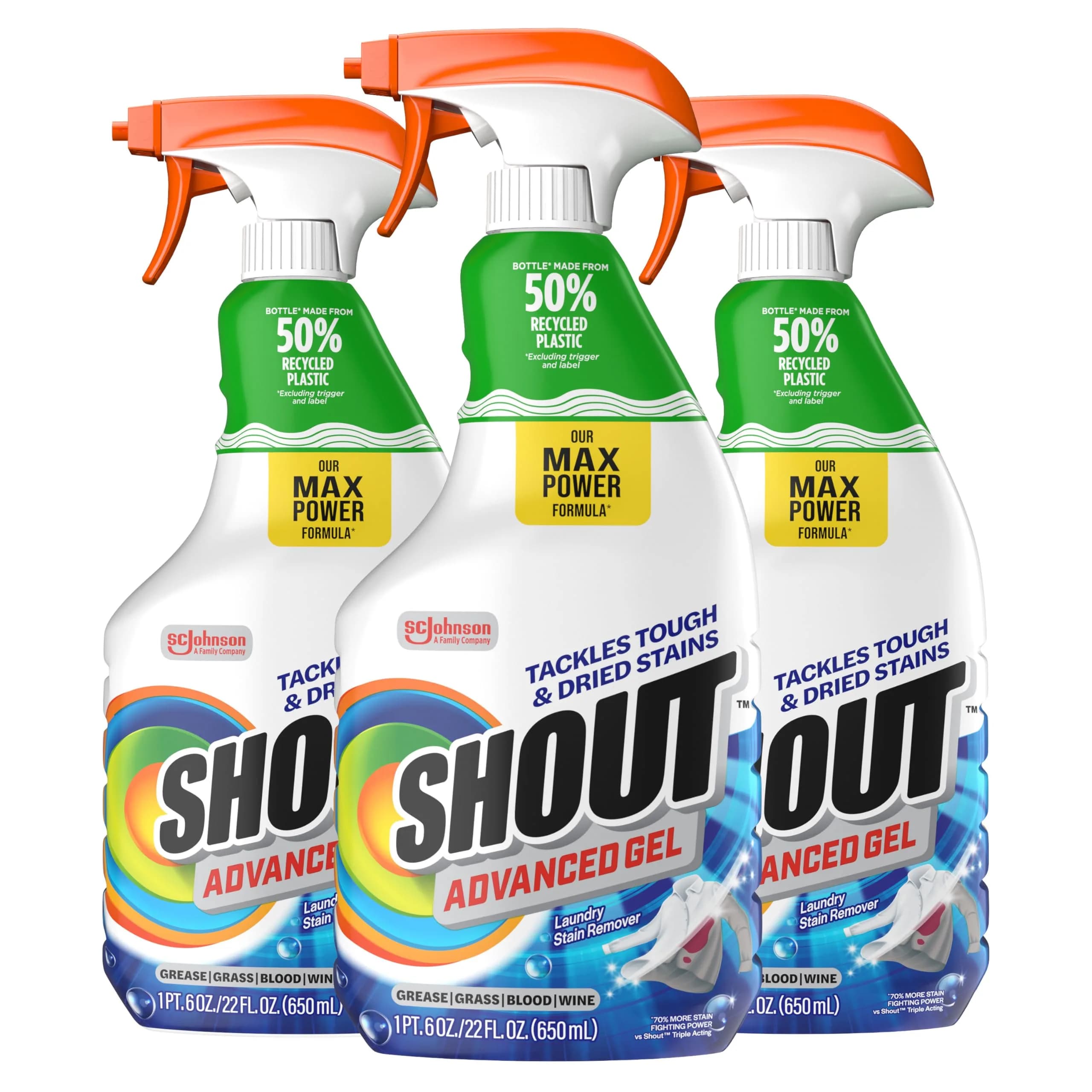 SHOUT Advanced Gel Laundry Stain Remover Spray 22 Fl Oz (650ml) | 70% More Stain-Fighting Power - main product image