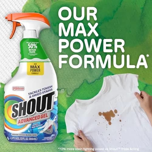 SHOUT Advanced Gel Laundry Stain Remover Spray 22 Fl Oz (650ml) | 70% More Stain-Fighting Power thumbnail 3
