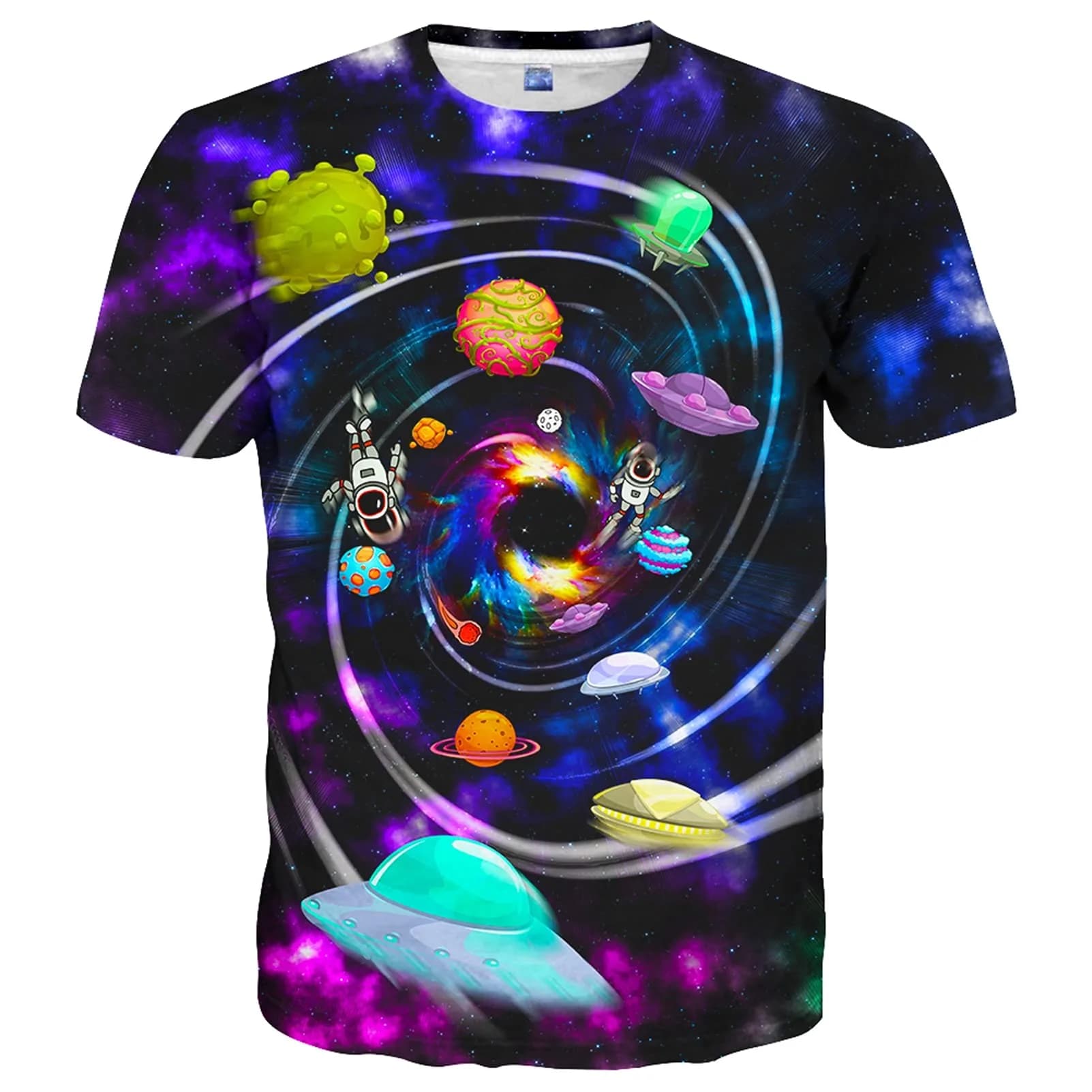 YAJOOEY Men Womens 3D Planet Graphic Print Shirts Unisex Short Sleeve Summer Tee XXL Purple | Vibrant 3D Dye-Sublimation