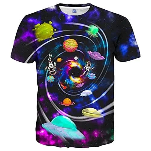 YAJOOEY Men Womens 3D Planet Graphic Print Shirts Unisex Short Sleeve Summer Tee XXL Purple | Vibrant 3D Dye-Sublimation thumbnail 1