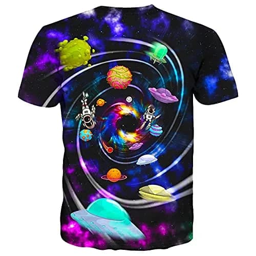 YAJOOEY Men Womens 3D Planet Graphic Print Shirts Unisex Short Sleeve Summer Tee XXL Purple | Vibrant 3D Dye-Sublimation thumbnail 2