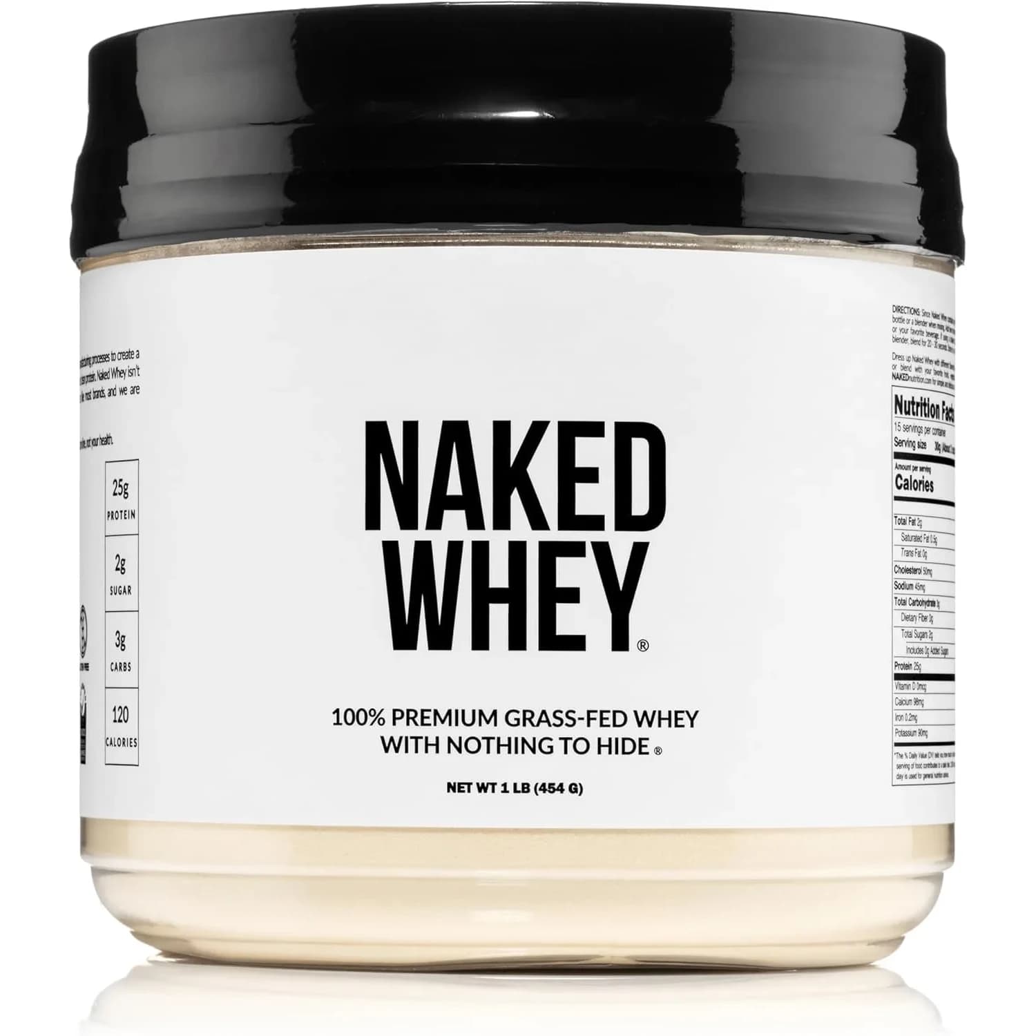 NAKED Whey Protein Powder 1 lb (454 g) | Grass-Fed, NSF Certified, 25g Protein Per Serving - main product image