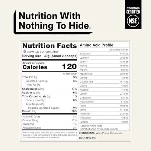 NAKED Whey Protein Powder 1 lb (454 g) | Grass-Fed, NSF Certified, 25g Protein Per Serving thumbnail 5