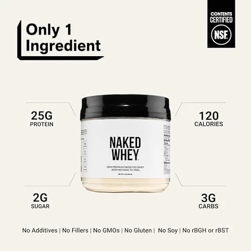 NAKED Whey Protein Powder 1 lb (454 g) | Grass-Fed, NSF Certified, 25g Protein Per Serving thumbnail 3